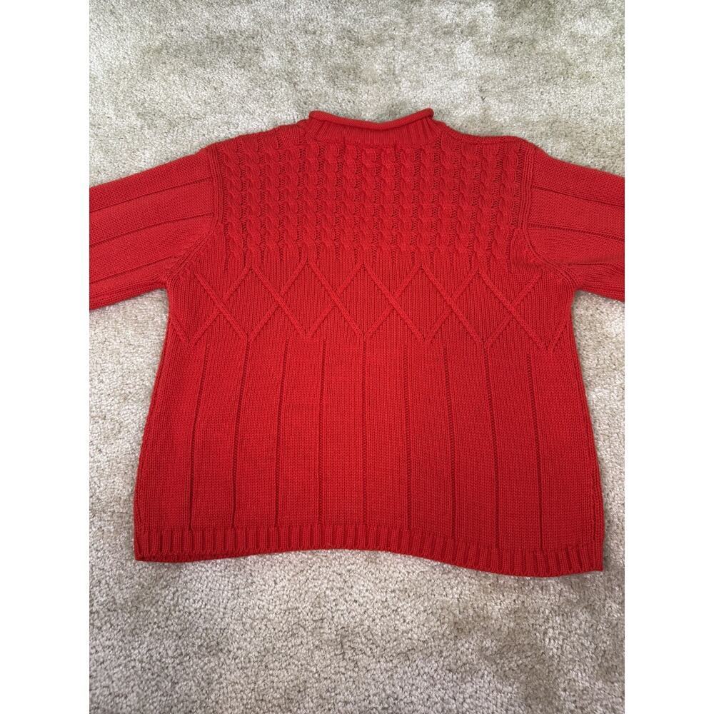 Karen Scott Sweater Women's Size Small Red Long Sleeves Cable Knit Pullover C691 - Picture 4 of 9